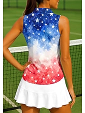 baratos Camisa Feminina-250º Aniversário da América Mulheres Bandeiras Tops Camisa Esportiva Camisa polo de caminhada Camisa de tênis Sem Manga Zíper Floral UPF50+ Resistente a UV Elasticidade Alta Pavio Humido Respirável