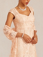 Недорогие Цветочное платье-Women's Maxi Dress Sheath Dress Trumpet Mermaid Dress Lace Embroidered Sequins Elegant Wedding Guest Cocktail Party Floral Short Sleeve V Neck Pink Summer Spring Fall