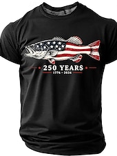 Недорогие Patriotic 250 T-shirts-4th of July 2026 250th Men's US Flag 1776 T Shirt Short Sleeve T shirt 3D Print Crew Neck Shirt Patriotic Daily Festival Blue Black Red Summer Spring Clothing Apparel S M L XL XXL XXXL