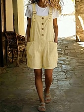  Damen Overall Vintage Kurz Hohe Taille Einfach Tasche Knopf Komfort Unelastisch Urlaub Formell Army Green Shorts Pink kurz Schwarzer Kurzstil Roter kurzer Stil Sommer Frühling Lässiger Schnitt