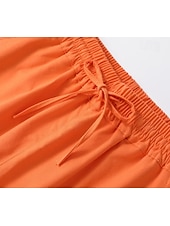 baratos Partes inferiores-Bermuda feminina de linho, estilo chino, ideal para o verão, férias, streetwear, casual, comprimento até o joelho, cintura média, lisa, com cordão, bolso, confortável, respirável, sem elasticidade, para uso diário, ao ar livre, na rua, branca.