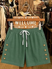 abordables jeans-Mujer Vaqueros Chinos Pantalón corto Pantalones cortos Burmuda Moda Medio corto Alta cintura Clásico Comodidad Elástico Vacaciones Formal Azul Piscina Negro Verde Trébol Caqui Verano Primavera Ajuste