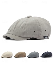 abordables Sombreros de hombre-Gorra ligera de verano para hombre, gorra de estilo newsboy de poliéster y algodón transpirable con ajuste elástico, gorra plana clásica para conducir, ideal para golf, viajes y actividades al aire