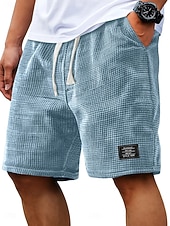 voordelige Casual korte broek-Voor heren Wafel korte broek Korte broek Zomer korte broeken Strandshorts Casual korte broek Trekkoord Elastische taille Kleurenblok Effen Kleur Met Textuur Comfort Korte Casual Dagelijks Buiten