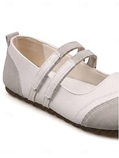 cheap Women's Flats-Women's Comfortable Round Toe Mary Jane Flats - Suede Patchwork Walking Shoes with Double Straps for Casual Daily Wear &amp; Office Work