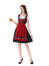 cheap Dirndl Set-Oktoberfest Dirndl Dress Carnival Costume Mini Length Sexy Square Neck German Alpine Heritage Wiesn Women's Carnival Beer Festival Traditional Style Cloth
