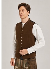 billige Trachten vest-Oktoberfest Trachten-vest Tradisjonell bayersk vest Broderi Høy krage Kinesisk Krave Tysk Alpint Arv Enger Herre Karneval Ølfestivalen Tradisjonell stil klut