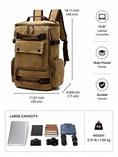 billiga Utomhusryggsäckar-Männens Vintage Canvas Laptopryggsäck Stor Kapacitet Multi Pocket Reseryggsäck för Arbete Högskola Vandringshelger