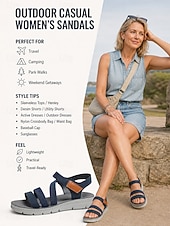 economico Sandali Sportivi-sandali sportivi da donna con cinturino blu - comoda chiusura in velcro regolabile, design traspirante con stile sportivo alla moda, perfetti per attività all'aperto, escursionismo, viaggi estivi e
