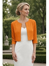 preiswerte Wraps für Hochzeitsgäste-Damen-Wickelbolero Schulterfreies Damen-Mutter-Wickel grundlegende Mäntel  Jacken Elegant 3/4-lange Ärmel Chiffon Hochzeitsgäste Wickel mit einfarbig für Partyabend im Frühling und Sommer um Eindruck