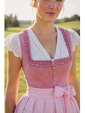 cheap Dirndl Dresses-Oktoberfest Dirndl Dress Midi Length with Pockets Balconette Neckline Maid Bavarian German Alpine Wiesn Women's Carnival Beer Festival Traditional Style Cloth (65CM) Without Blouse