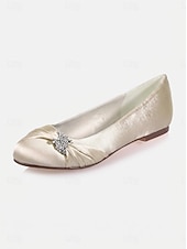 economico Madre della Sposa/Sposo-scarpe da sposa con tacco basso per la madre della sposa – eleganti scarpe da sera in raso color champagne per matrimoni formali