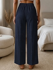  Mulheres Jeans Ganga Moda Roupa de rua Comprimento total Cintura Alta Tecido Bolsos Cintura elástica Confortável Diário Rua Casual Preto Azul Marinha Azul Céu Primavera Outono Normal