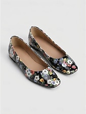 economico Ballerine da donna-Per donna Quotidiano Floreale / Fiore Tacco basso Punta quadrata Moda Finta Pelle Mocassino Nero Rosso Verde
