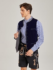 preiswerte Trachtenweste-Oktoberfest Trachten Waistcoat Traditional Bavarian Vest Embroidery Velvet Stand Collar Mandarin Collar German Alpine Heritage Wiesn Men's Carnival Beer Festival Traditional Style Cloth