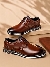 abordables Zapatos Informales con Cordones-Hombre Oxfords Zapatos Derby Zapatos de Paseo Casual Diario Oficina y carrera Cuero PU Cómodo Cordones Corteza marrón Negro Primavera Otoño