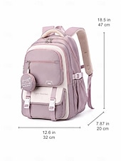 お買い得  子供とティーンのバックパック-ティーンの女の子向け大容量スクールバックパック、かわいい小銭入れ付き、防水ナイロン製マルチポケットブックバッグ、中学生・高校生・大学生の毎日の旅行に最適