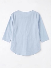  Per donna Maglietta Tinta unica Moda Casual Mezza Manica Scollo a V Top lunghi Casuale Blu Nero Bianco Giallo Albicocca Estate