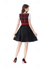 cheap Dirndl Set-Oktoberfest Dirndl Dress Carnival Costume Mini Length Sexy Square Neck German Alpine Heritage Wiesn Women's Carnival Beer Festival Traditional Style Cloth