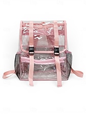cheap College Backpacks-Heavy Duty Clear Backpack Stadium Approved - Transparent PVC School Bag with Dual Buckles &amp; Mesh Pockets for Students, Work, and Travel