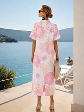 economico Abiti casual-Per donna Abito maxi Abito Camicia Vestito Estivo Abito Vintage Abito Formale Elegante Vacanza Vintage Manica al gomito Casa Lavoro Spiaggia Vestibilità comoda Floreale Grafico Astratto Manica Corta