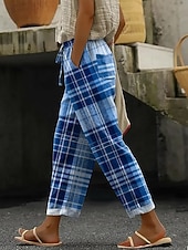  Damen Chinos Freizeithose Urlaub Vintage Lässig Volle Länge Mittlere Taillenlinie Grafik Karomuster Geometrisches Muster Kordelzug Patchwork Tasche Komfort Weich Außenbereich Unelastisch Lässig