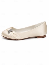 economico Madre della Sposa/Sposo-scarpe da sposa con tacco basso per la madre della sposa – eleganti scarpe da sera in raso color champagne per matrimoni formali