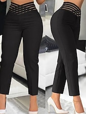  Damen Anzughose Gerade Elegant Mode Volle Länge Hohe Taille Einfach Dehnbar Lässig Täglich Formell Weiß Schwarz Frühling Schmale Passform