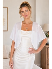 cheap Wedding Guest Wraps-Women's Wrap Shrug Mother's Wraps Bridal's Wraps Wedding Guest 's Wraps Elegant Ladies Formal Style Short Sleeve Chiffon Wedding Wraps With Pure Color For Daily Spring &amp; Summer