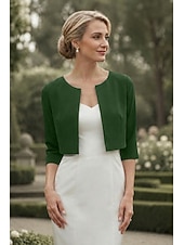 preiswerte Wraps für Hochzeitsgäste-Damen-Wickelbolero Schulterfreies Damen-Mutter-Wickel grundlegende Mäntel  Jacken Elegant 3/4-lange Ärmel Chiffon Hochzeitsgäste Wickel mit einfarbig für Partyabend im Frühling und Sommer um Eindruck