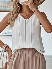  Per donna Canotta Traforato Semplice Elegante Casual Senza Maniche Scollo a V Top Regolari Casuale Quotidiano Bianco Giallo Rosa Viola Estate Primavera