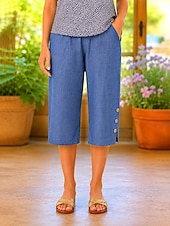 preiswerte Jeans-Damen Jeans Jeansstoff Caprihose Urlaub Basic Wadenlang Hohe Taille Einfach Elastischer Bund Komfort Bequem Atmungsaktiv Unelastisch Urlaub Formell Alltagskleidung Blau Sommer Frühling Normale