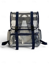 cheap College Backpacks-Heavy Duty Clear Backpack Stadium Approved - Transparent PVC School Bag with Dual Buckles &amp; Mesh Pockets for Students, Work, and Travel