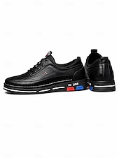 cheap Casual Lace-Up Shoes-Men's Comfortable Business Casual Walking Sneakers, Lightweight Faux Leather Lace-Up Shoes for Travel, Work &amp; Daily Wear