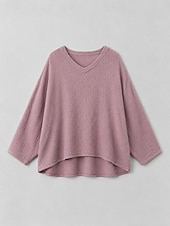 preiswerte Premium-Leinen-Kollektion-Leinenbluse für Damen mit langen Ärmeln, asymmetrischem Saum und V-Ausschnitt im Vintage-Stil, gelb, lila und beige, Herbst/Winter