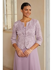 abordables Édition soignée-Femmes Ligne A Ensembles de robes 2 pièces avec veste Robe de Cocktail Robe d'invité de mariage Longueur thé Col Rond Sans manches Manche 3/4 Élégant Quotidien Semi-Formel avec Chiffon Maille florale