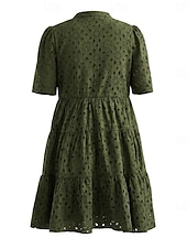 economico Vestito Semplice-Per donna Abito al ginocchio Abito ritagliato Elegante Quotidiano Vestibilità comoda Colore Puro Manica Corta Scollo a V Blu chiaro Nero Bianco Rosa Estate