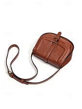 preiswerte Umhängetaschen-Retro-Umhängetasche aus braunem Kunstleder für Damen im Boho-Vintage-Stil mit verstellbarem Riemen – ideal für Freizeit, Reisen und Sommer.
