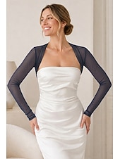 preiswerte Wraps für Hochzeitsgäste-Schals Damenumhang Elegant Rein Sonnenschutz Langarm Tüll Hochzeit Schals Mit Unifarbe Für Party Frühling &amp; Sommer