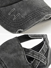 economico Cappelli da donna-Cappellino da baseball da donna in cotone lavato con coda di cavallo, cappello regolabile multicolore per chignon disordinato, cappellino estivo casual per viaggi, attività all'aperto, uso quotidiano