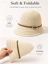abordables Sombreros de mujer-Sombrero de sol de poliéster tejido para mujer, estilo cloche multicolor con ala larga en la parte delantera y corta en la trasera. Sombrero ligero ideal para vacaciones de verano, playa, viajes,