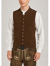 billige Trachten vest-Oktoberfest Trachten-vest Tradisjonell bayersk vest Broderi Høy krage Kinesisk Krave Tysk Alpint Arv Enger Herre Karneval Ølfestivalen Tradisjonell stil klut
