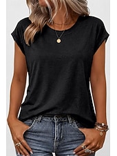 economico T-shirt semplice-Per donna Maglietta Semplice Elegante Manica Corta Manica a pipistrello Girocollo Top lunghi Casuale Quotidiano Uscire Blu Verde acqua Nero Bianco Rosa Estate Primavera