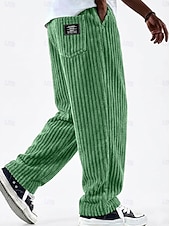 abordables pantalones casuales-Hombre Pantalones cargo Pantalones Pantalones de Pana Pantalones casuales Pantalones anchos Correa Retazos Bolsillo con cremallera Color sólido Comodidad Longitud total Casual Diario Exterior Moda