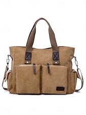 cheap Men's Bags-Men's Canvas Multi-Pocket Large Capacity Tote Messenger Bag, Adjustable Shoulder Strap Casual Work Travel Crossbody Bag, Multi-Color Utility Shoulder Bag for Daily Commute