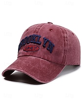 cheap Men's Hats-Men's Vintage Washed Cotton Baseball Cap Embroidered Letter Dad Hat Adjustable Strap Multi-Color Retro Casual Hat for Travel, Outdoor, Streetwear, Everyday Wear