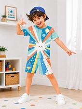 cheap Boy's 3D Funny Humor-Boys' 3D Graphic Football Pajamas Tee &amp; Pants Pajama Sets Tee &amp; Shorts Pajama Sets Short Sleeve 3D Print Summer Active Fashion Daily Kids Toddler Boys 3-12 Years Crew Neck Home Indoor Causal Regular