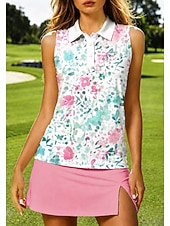 preiswerte Damenbluse-Damen Abstrakt Sporthemd Golf-Poloshirt Tank Top Tennis Shirt Ärmellos Blumen Knöpfe UPF50+ UV-beständig Hohe Elastizität Feuchtigkeitsableitend Atmungsaktiv Volleyball Tennis Golfspiel Kragen