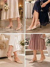 cheap Mother of Bride/Groom-Women's Simple and Elegant White Lace Flat Wedding Shoes for Mother of the Bride with Pearl Drop Charm Ankle Strap