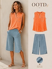  Per donna Jeans Pantaloni capri Gamba larga Chinos Moda Lunghezza al polpaccio Misura del girovita medio Comodità Elasticizzato Vacanza Formale Blu marino Blu chiaro Grigio Estate Primavera